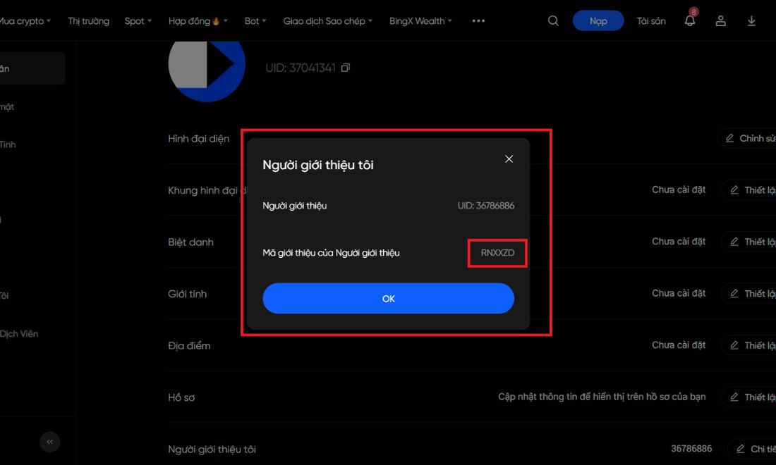 Đọc mã giới thiệu để biết mình đang liên kết với IB nào, IB đã đúng mà mình mong muốn hay chưa