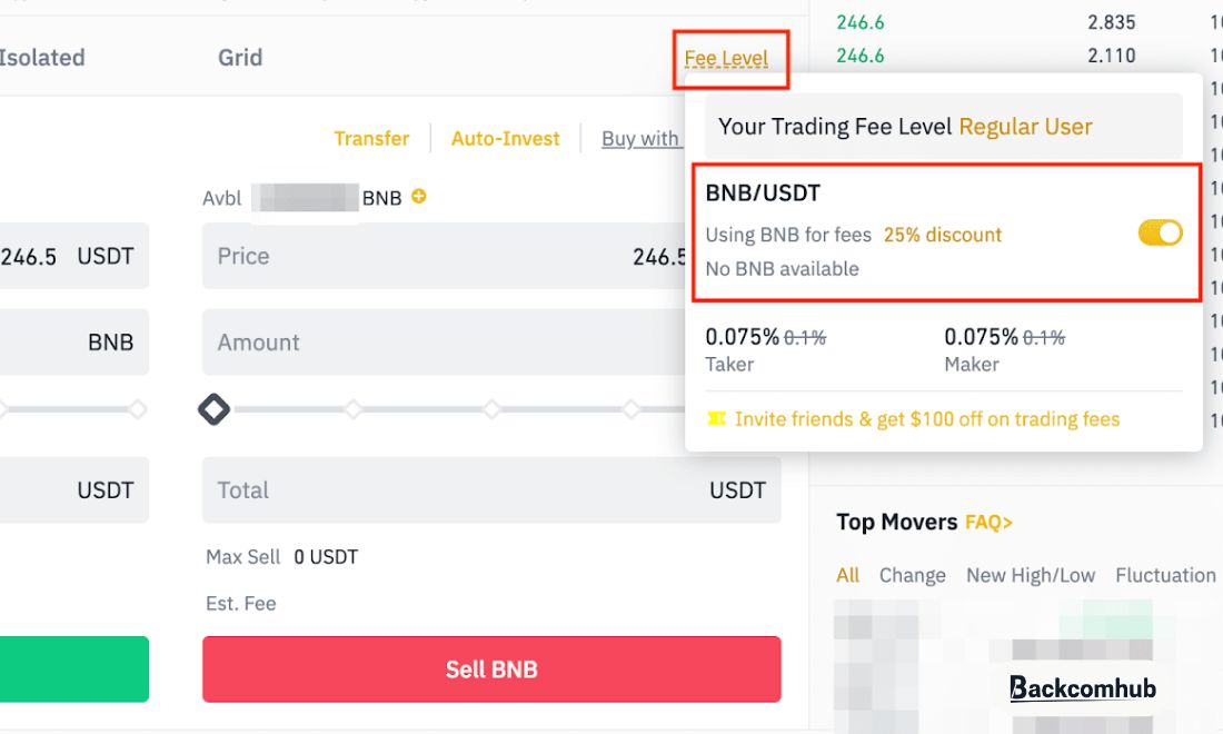 Giảm phí Binance bằng BNB là việc sử dụng đồng BNB để thanh toán phí giao dịch các cặp coin khác trên sàn Binance để được giảm phí 
