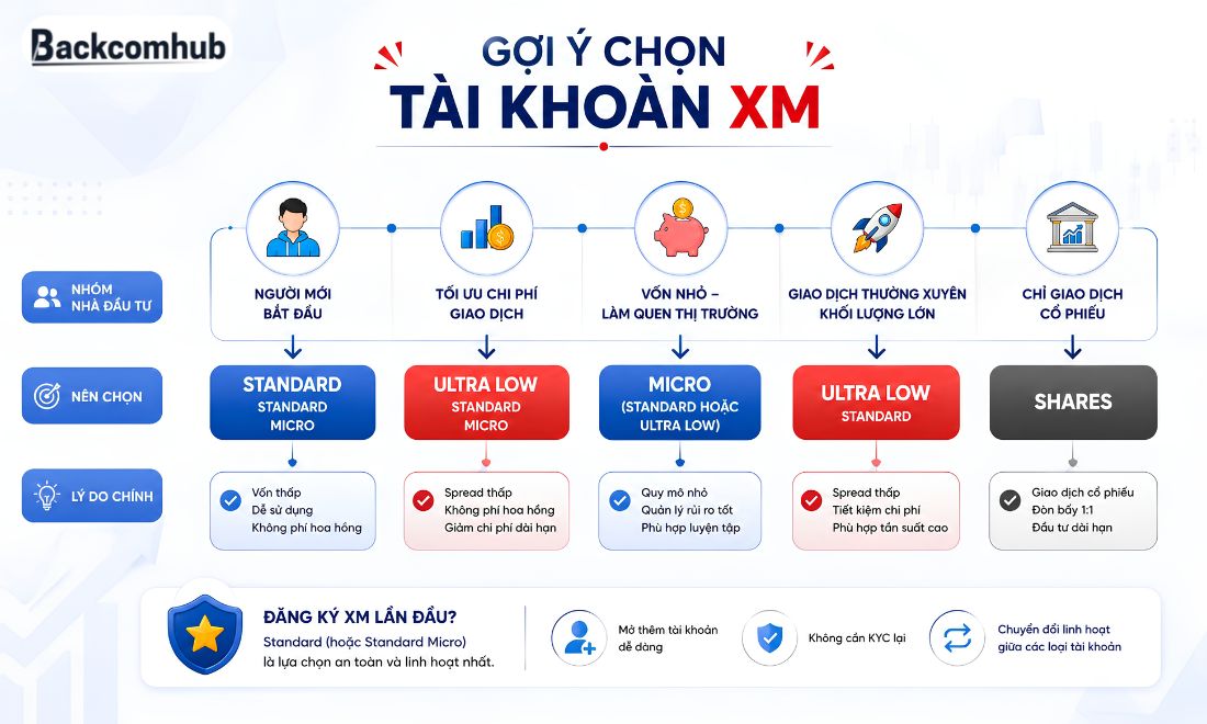 Gợi ý lựa chọn loại tài khoản XM phù hợp với từng nhóm nhà đầu tư