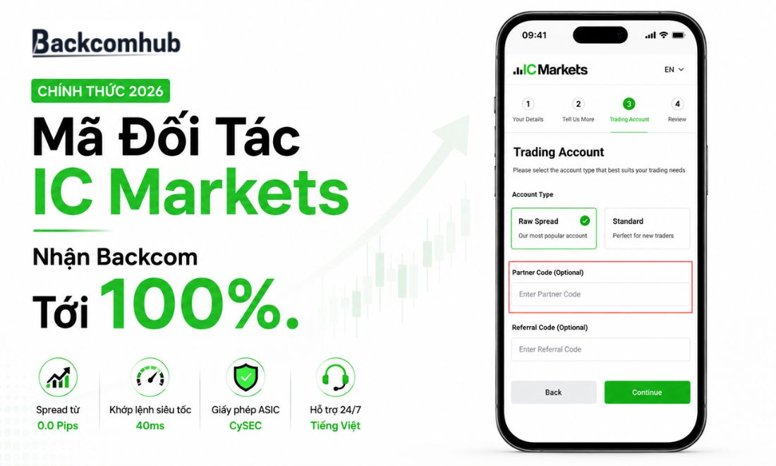 Mã Đối Tác IC Markets Chính Thức 2026: Nhận Backcom Tới 100%