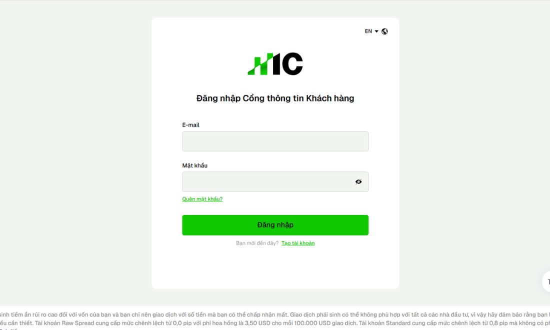 Nhấn vào "Tạo tài khoản"