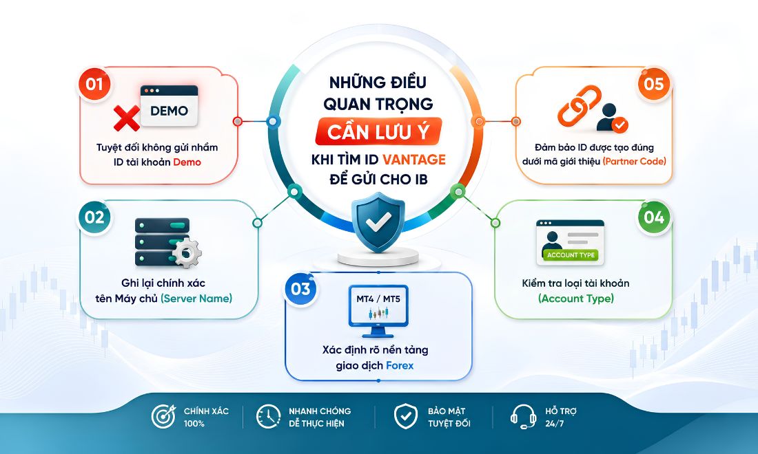 Những điều cần lưu ý trong quá trình tìm ID tài khoản Vantage 