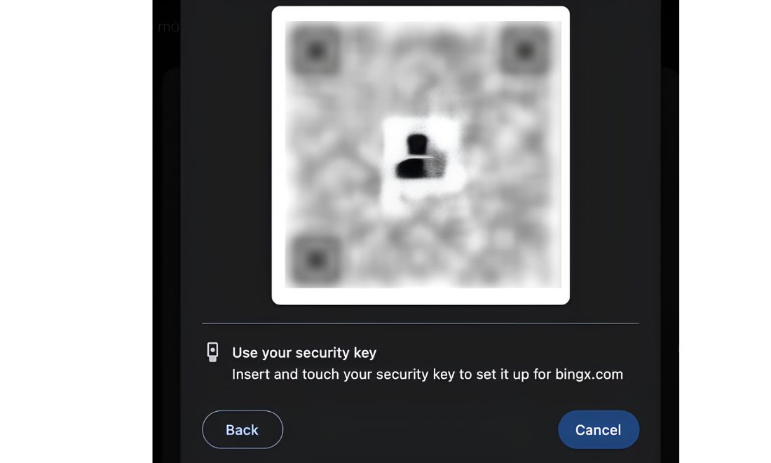 Quét mã QR để hoàn tất việc kích hoạt passkey cho tài khoản bingx 