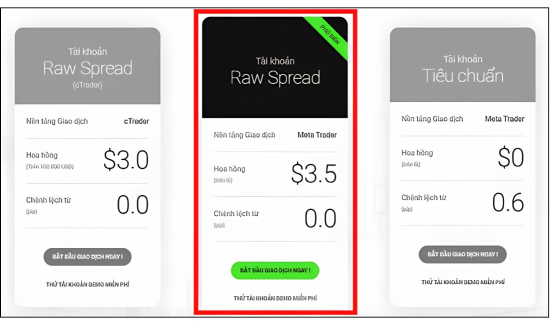 Loại tài khoản thứ hai có trên sàn ic markets đó là Raw Spread trên ctrader 