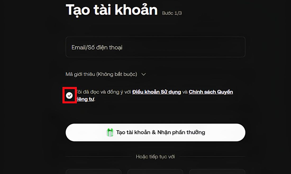 Tích vào ô đông fý với điều khoản của sàn 
