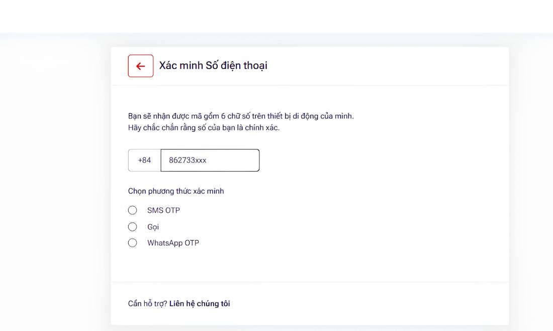 Chọn phương thức xác minh qua số điện thoại là tiện nhất 