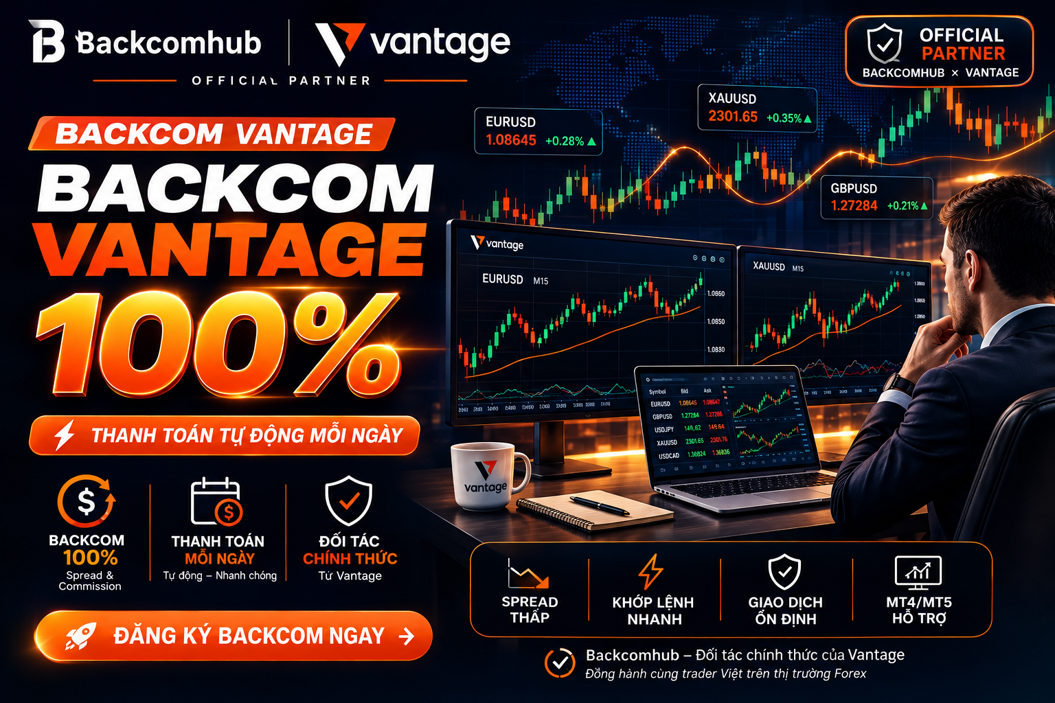Hoàn phí Exness 100% tại Backcomhub