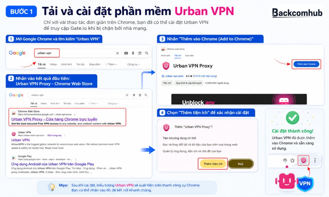 Trước tiên cần tải và cài đặt phần mềm Urban VPN 