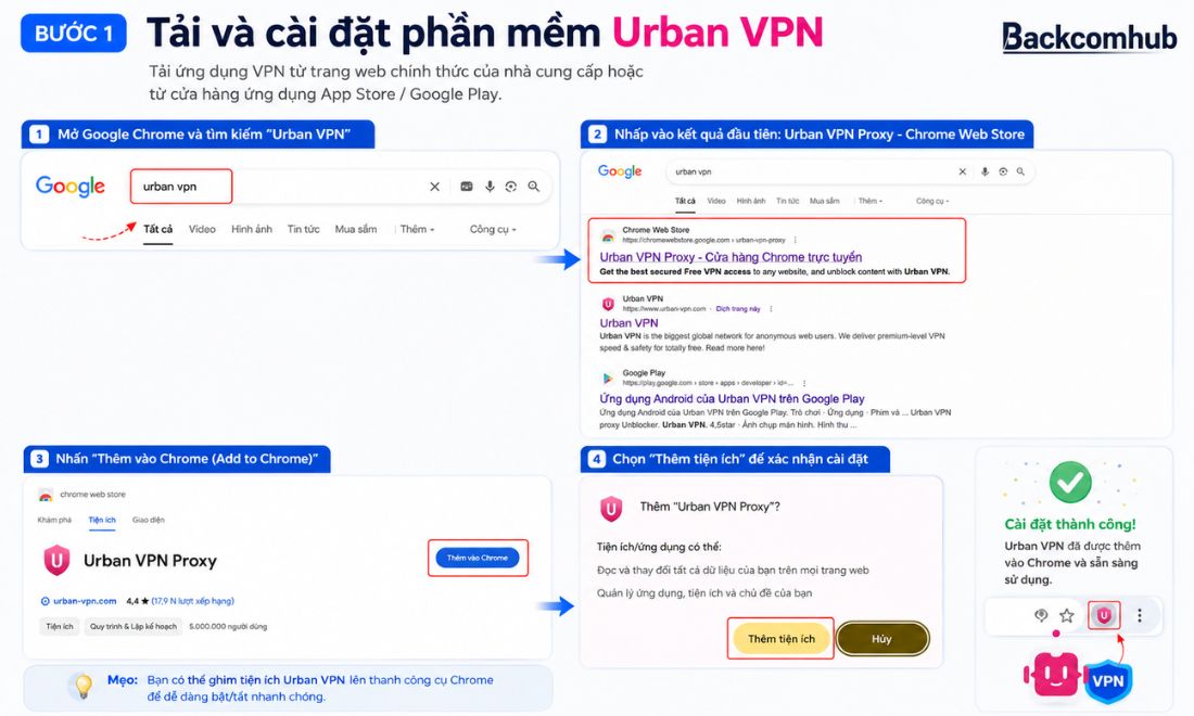 Trước tiên cần thêm VPN hỗ trợ đổi IP vào Chrome 