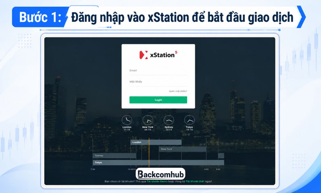 Để đặt lệnh giao dịch trên XTB bằng xStation, trước tiên nhà đầu tư cần truy cập vào tài khoản XTB đã tạo trước đó 