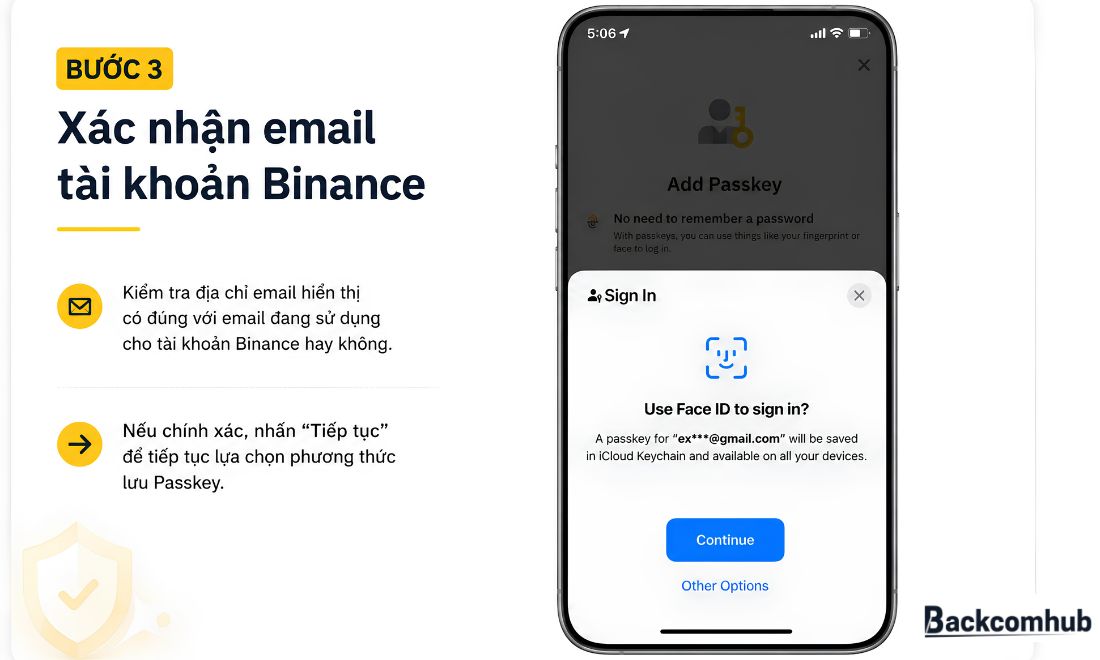 Xác nhận email tài khoản Binance trên app 
