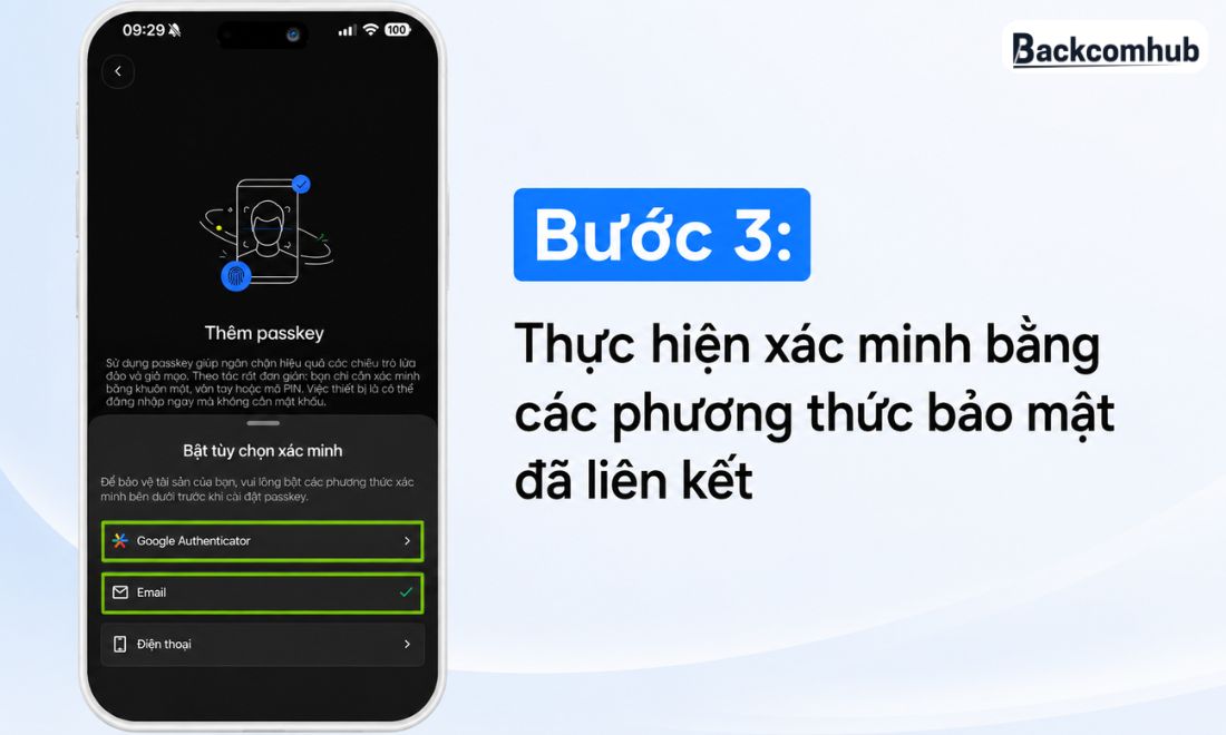 Thực hiện xác minh bằng các phương thức bảo mật đã liên kết trên điện thoại 