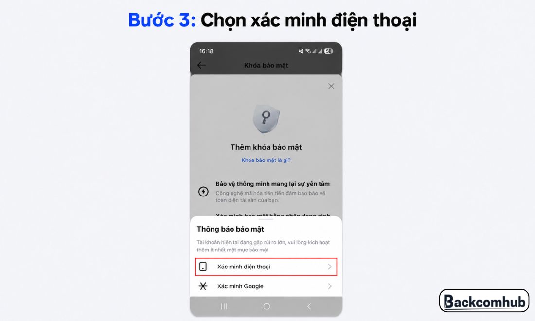 Bước 3: Chọn phương thức xác minh tài khoản (nếu được yêu cầu)