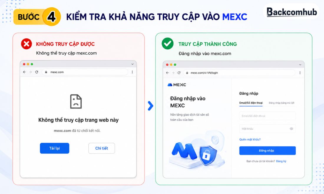 Cuối cùng, truy cập lại mexc.com, nhấn tải lại trang 