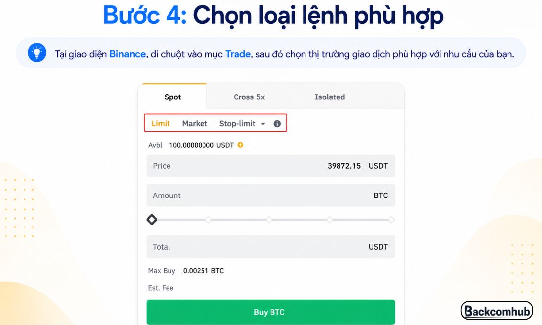 Chọn loại lệnh phù hợp 