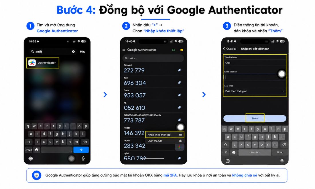 Đồng bộ với Google Authenticator