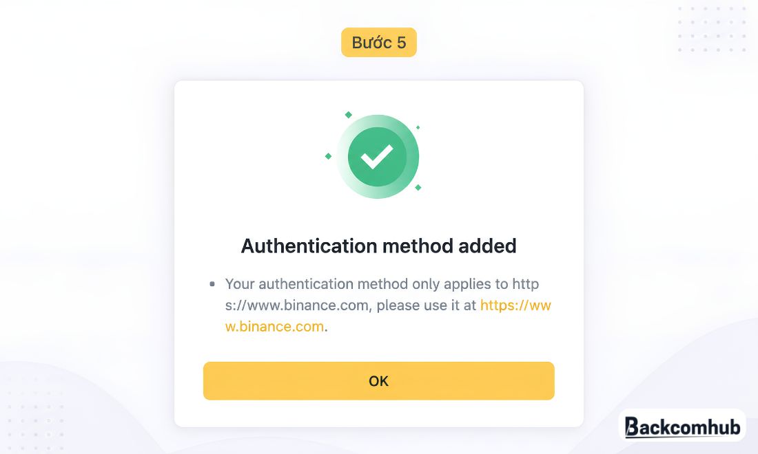 Hoàn tất quá trình tạo Passkey trên Binance bằng máy tính 