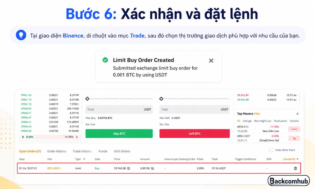 Xác nhận và đặt lệnh