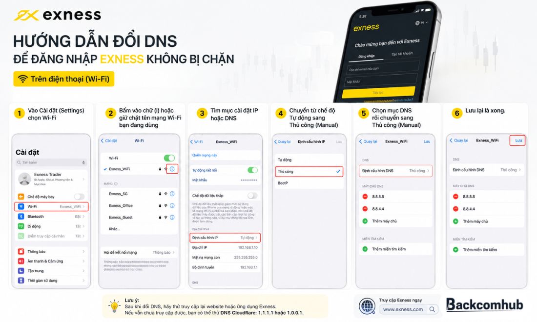 Cách đăng nhập Exness khi bị chặn tại Việt Nam bằng điện thoại