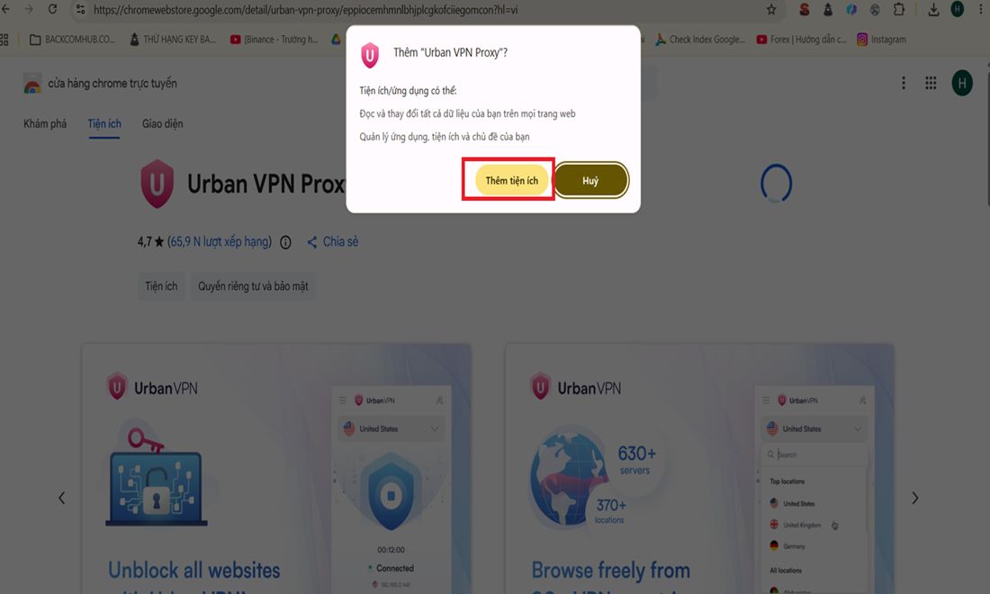 Thêm Urban VPN làm tiện ích 