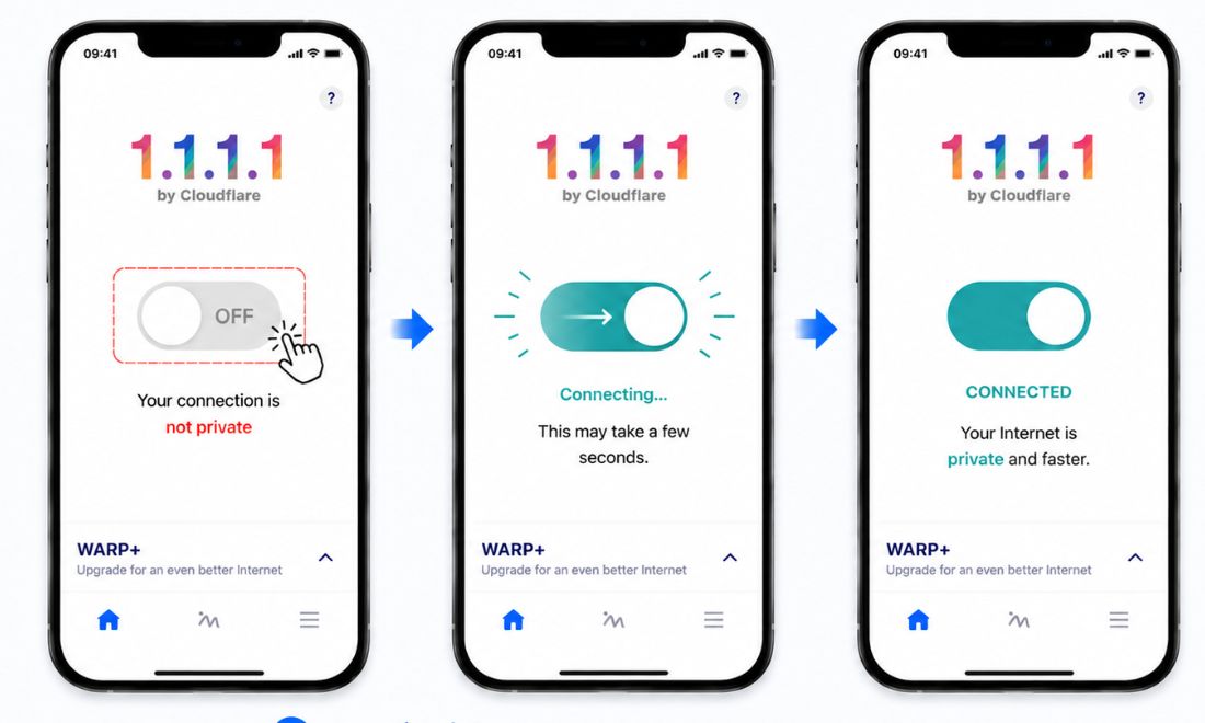 Bật kết nối 1.1.1.1