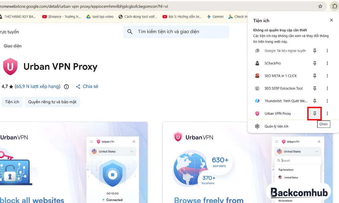 Ghim Urban VPN để dễ tìm