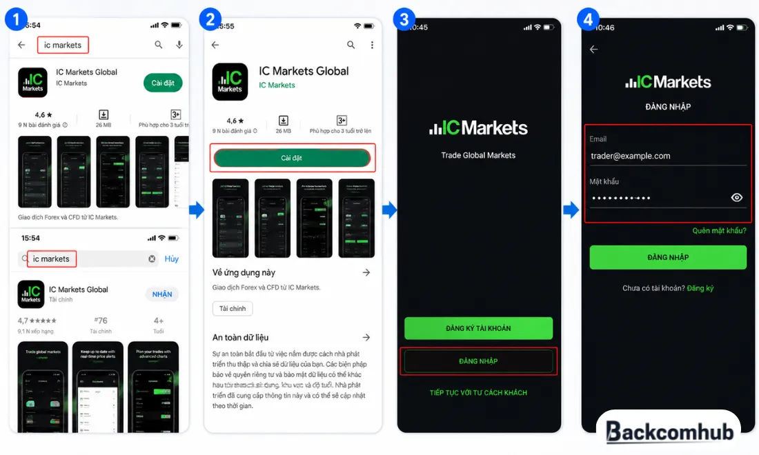Đăng nhập app là cách nhanh nhất để giải quyết tình trạng website ic.com của sàn ic markets bị chặn truy cập
