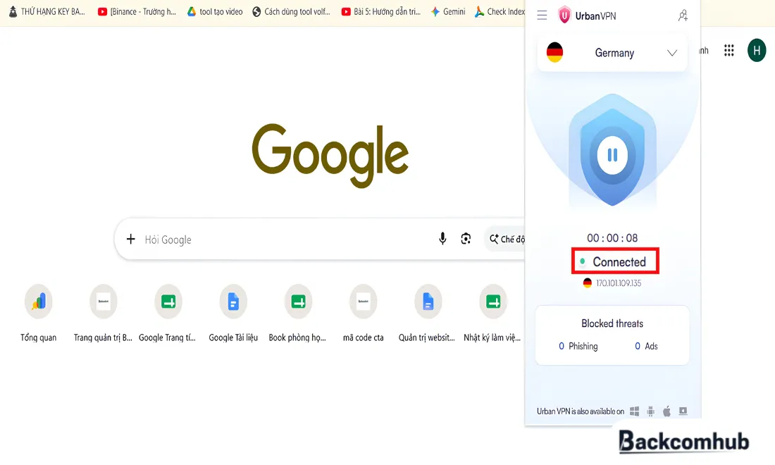 Nếu hiển thị chữ Connected thì có nghĩa là đã mở Urban VPN thành công
