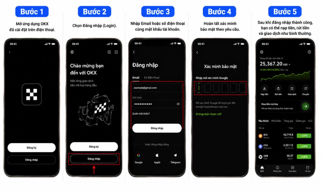 Khi link chính vào sàn OKX bị chặn, thay vì cố gắng truy cập, hãy chuyển sang dùng app của OKX trên điện thoại hoặc máy tính bảng 
