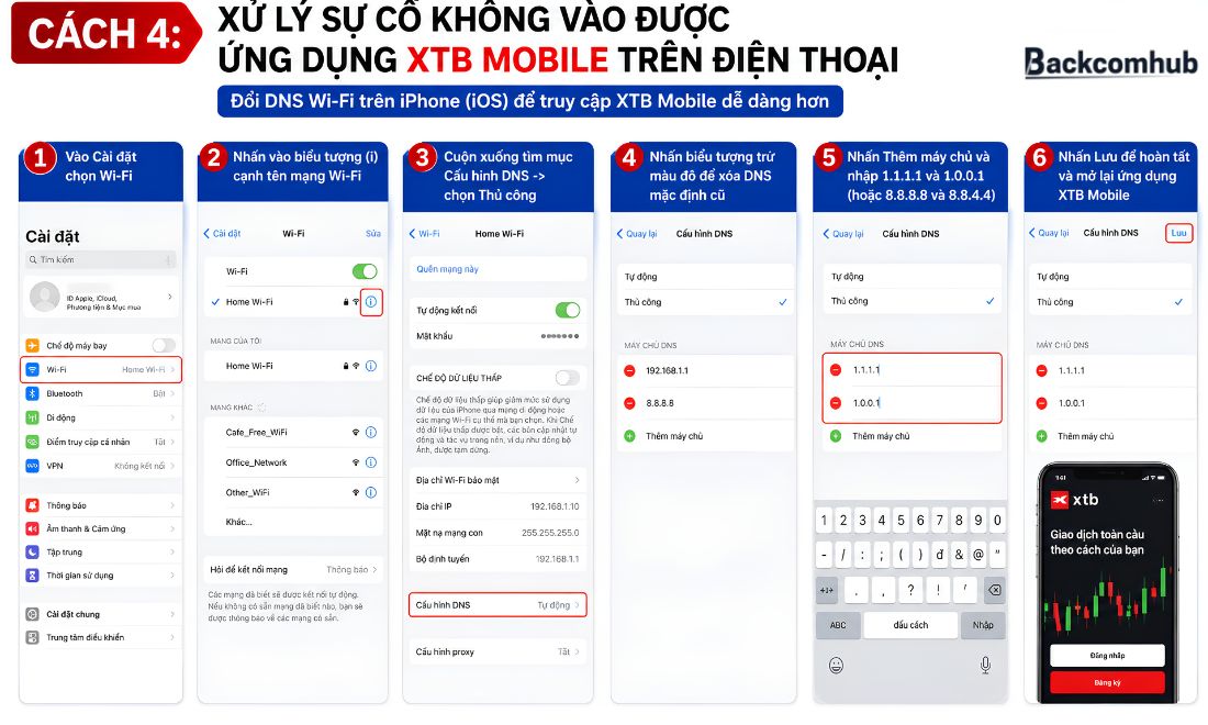 Cách đổi DNS kết nối Wi-Fi trên điện thoại iPhone (iOS) để vào sàn XTB dù link chính đang bị chặn