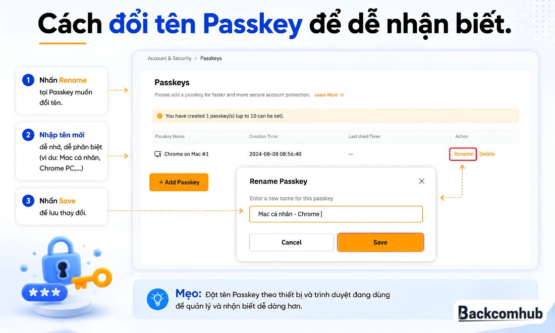 Cách tên Passkey để dễ nhận biết trên Bybit 