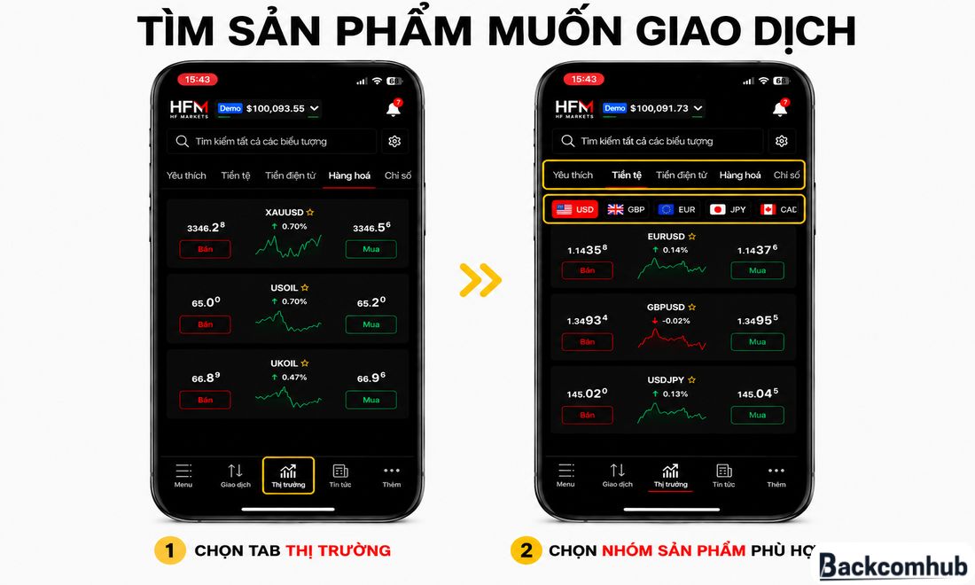 Đổi ngôn ngữ sang Tiếng Việt xong thì tiến hành tìm sản phẩm muốn giao dịch