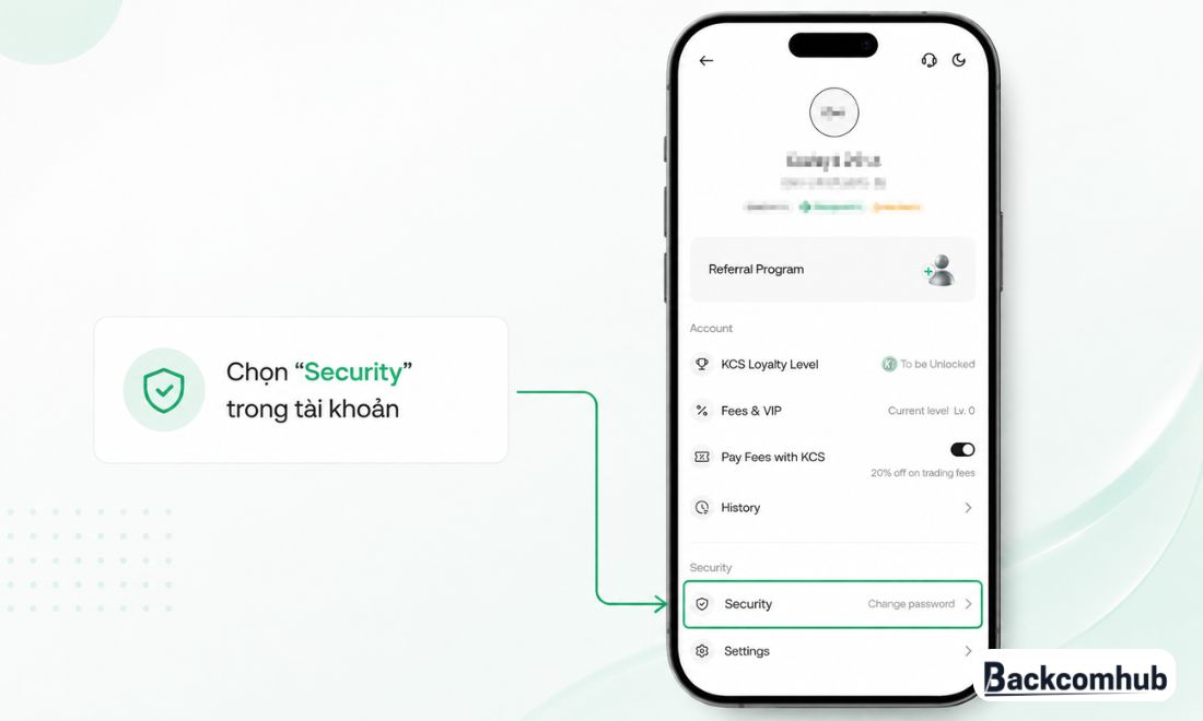 Bấm vào mục Security 