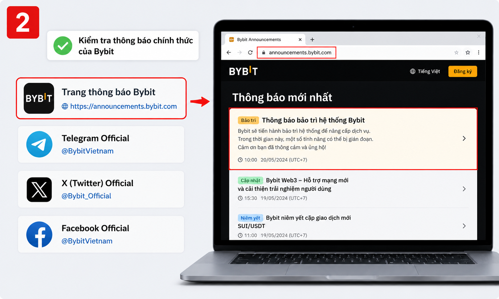 Kiểm tra thông báo của Bybit