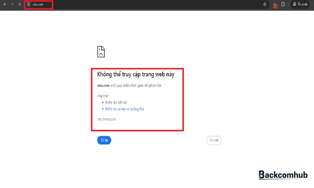 Giao diện khi vẫn chưa truy cập vào được website của Bybit