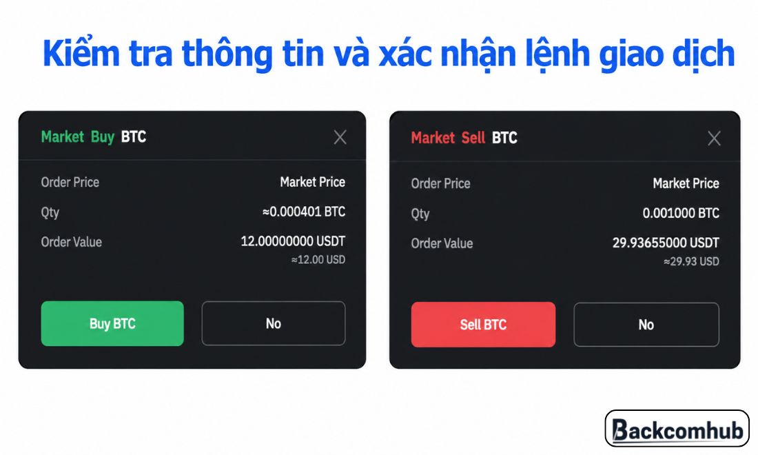 Kiểm tra thông tin và xác nhận lệnh giao dịch