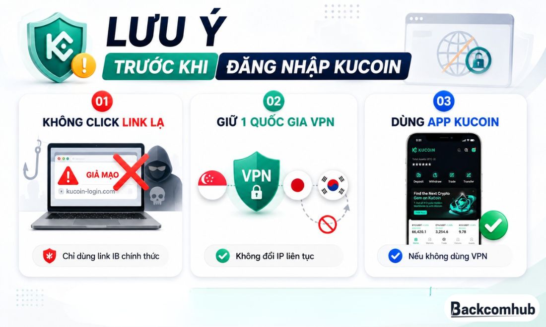 Những điều cần lưu ý trước khi áp dụng các cách đăng nhập Kucoin trong trường hợp link chính bị chặn 