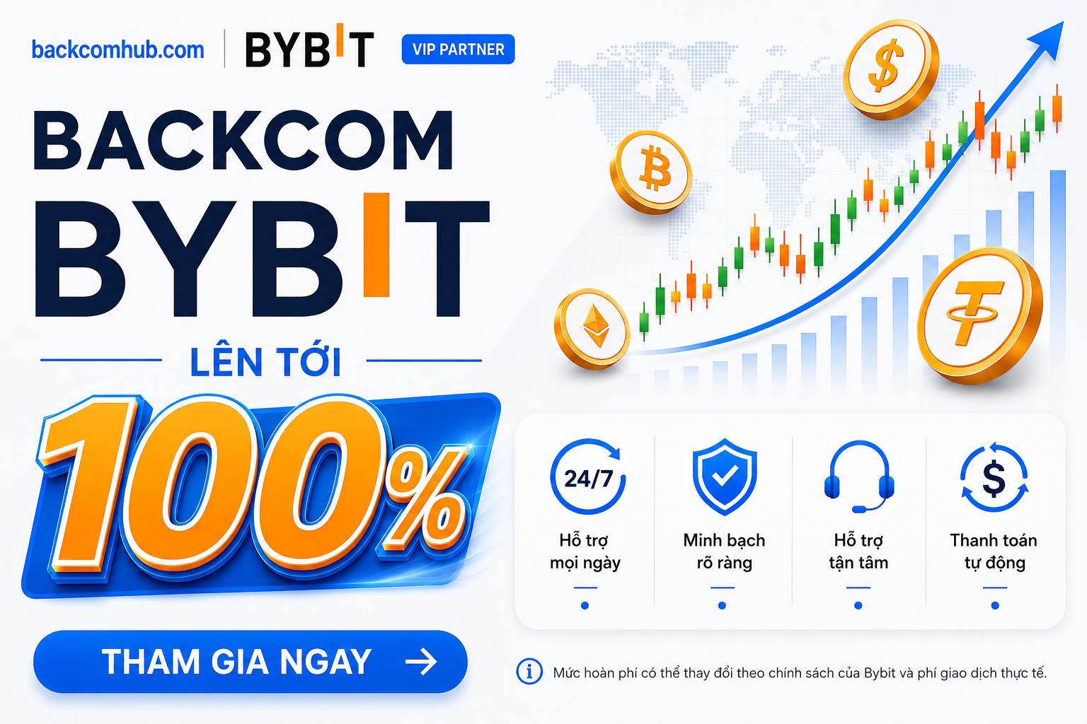 Hoàn phí Bybit 100% tại Backcomhub