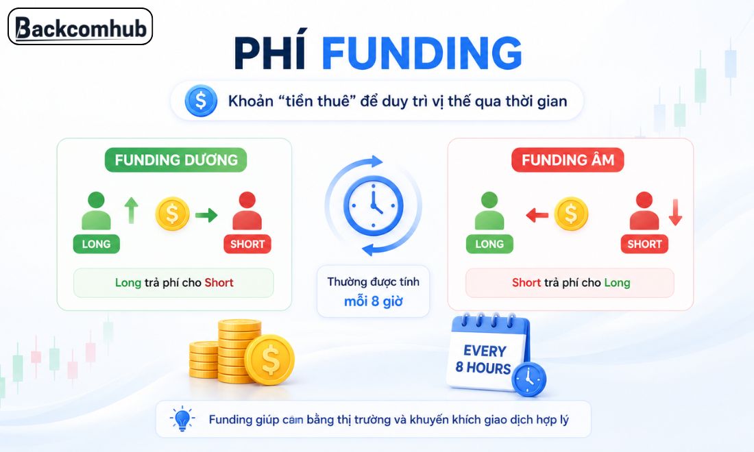 Khi chơi hợp đồng tương lai, ngoài phí maker/taker, trader còn phải trả thêm phí funding cho sàn 