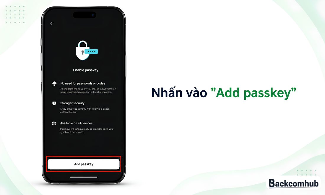 Bấm vào mục Add Passkey 