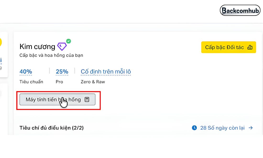 Ấn vào phần "Máy tính tiền hoa hồng" 