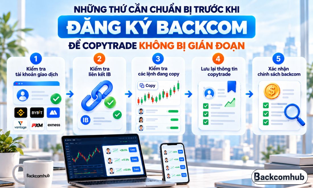 Những thứ trader cần chuẩn bị trước khi trader đăng ký backcom và thực hiện lệnh copy trade đầu tiên 