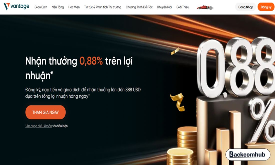 Tham gia chương trình "Thưởng 0,88% lợi nhuận Vantage" ngay 