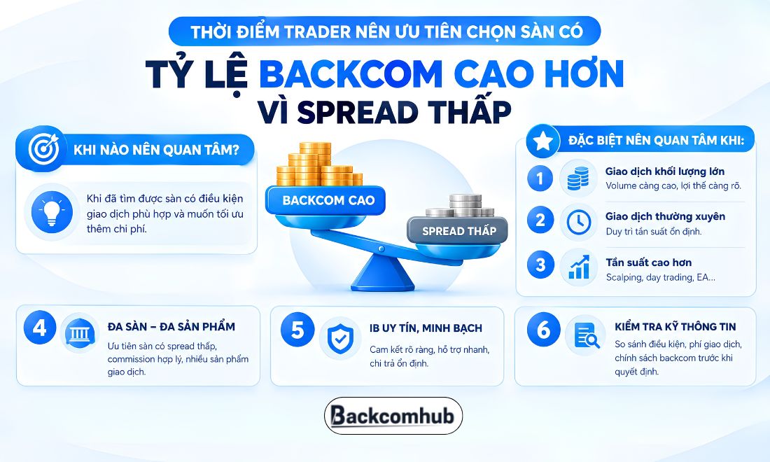 Thời điểm trader có thể nhìn vào tỷ lệ backcom trước khi xét spread của sàn đó 