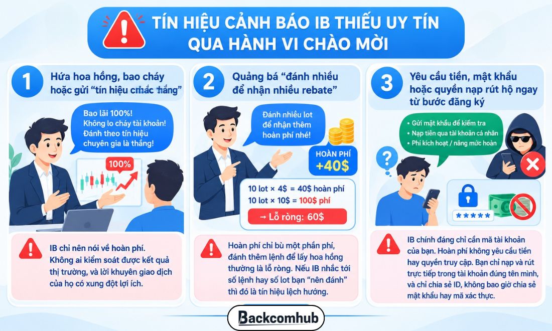 IB hứa bao lãi, ép đánh nhiều hoặc đòi mật khẩu là đơn vị không đáng tin cậy.