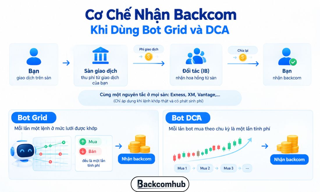 Bot Grid và DCA vẫn được nhận backcom - Hoàn phí giao dịch như thường nếu đăng ký qua IB