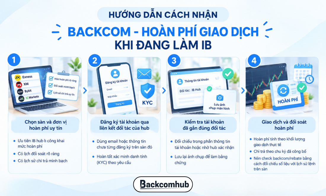 Hướng dẫn cách nhận Backcom - Hoàn phí giao dịch khi đang làm IB