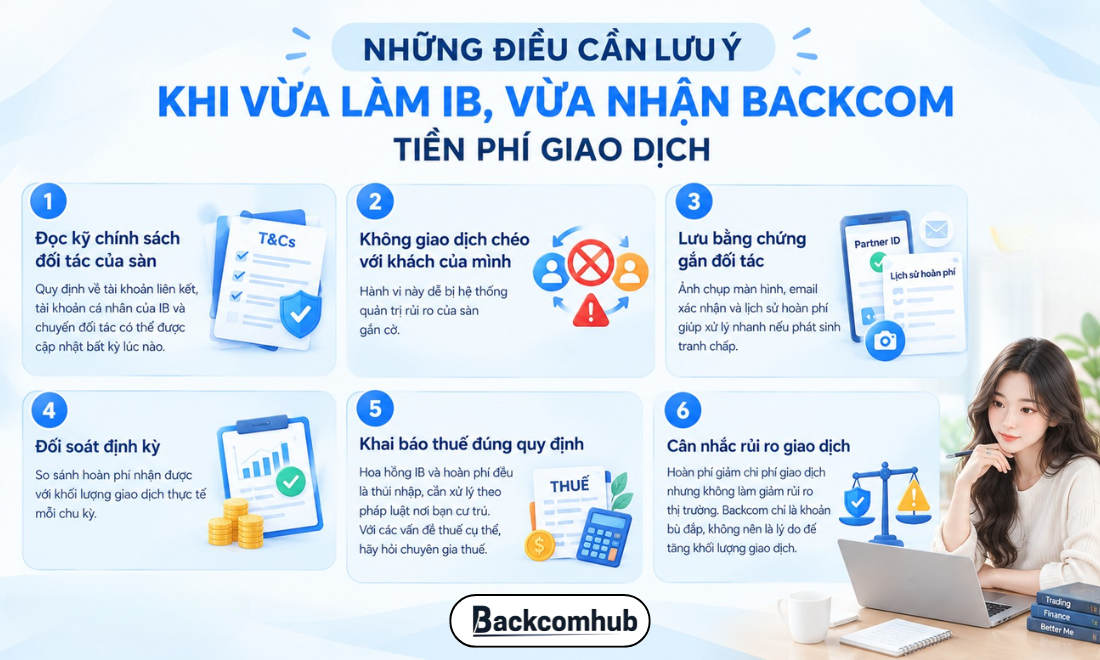 Những điều cần lưu ý khi vừa làm IB, vừa nhận backcom tiền phí giao dịch