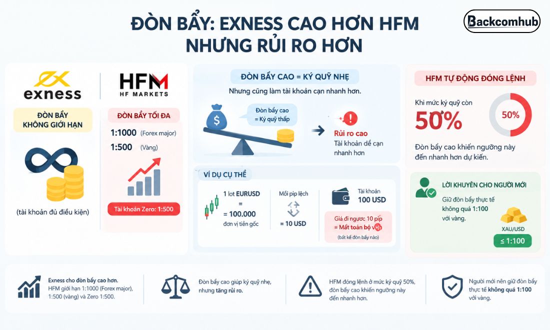 Sàn Exness cho phép trader sử dựng đòn bẩy ở mức cao hơn so với sàn HFM 