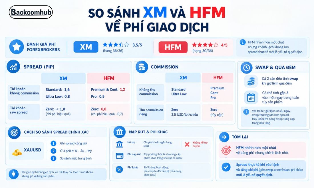 So sánh XM và HFM về phí giao dịch